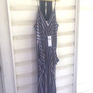 NWT multi navy stripe printed midi dress